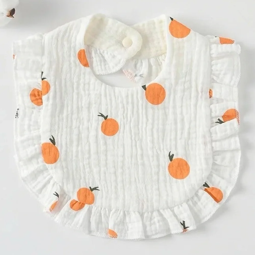 Muslin Ruffle Bib with Oranges